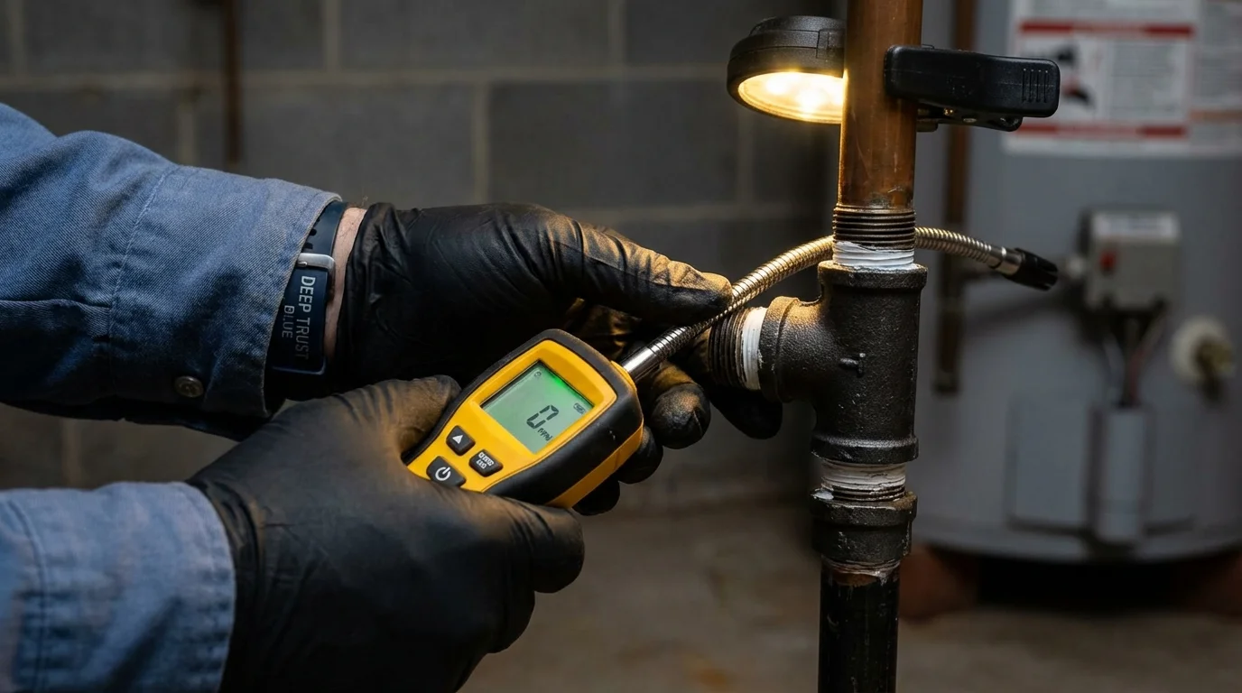 Gas leak detection with electronic sniffer by Johns Plumbing LLC in Meriden